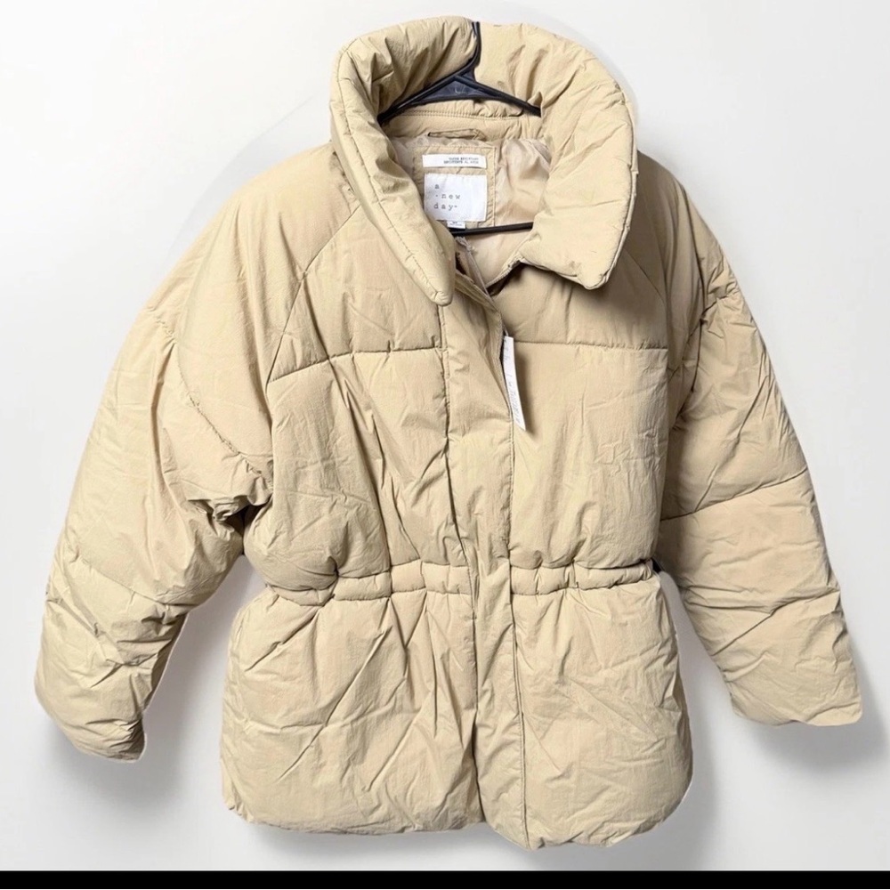 NWT A New Day Beige Water Resistant Puffer Jacket Coat Size XL